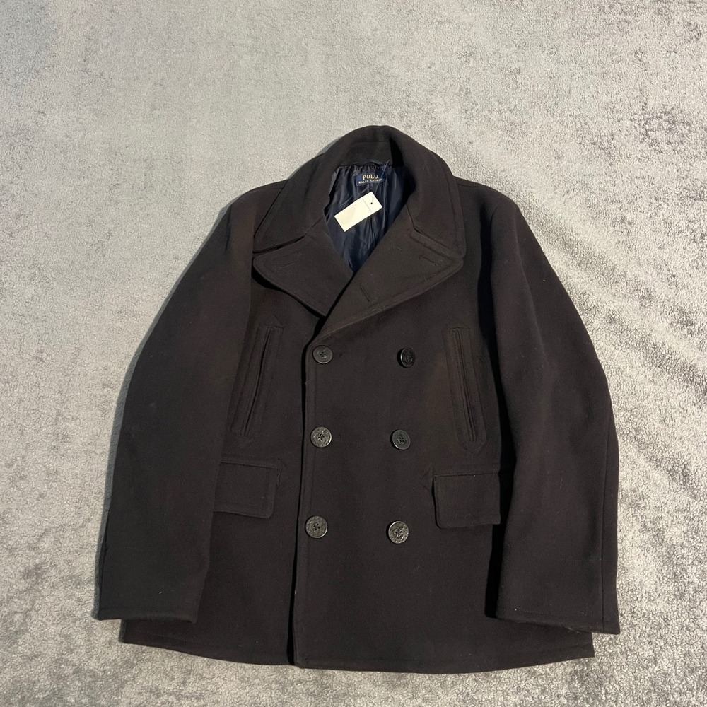 NWT Polo Ralph Lauren Mens Navy Wool Blend Pea Coat XL "READ"